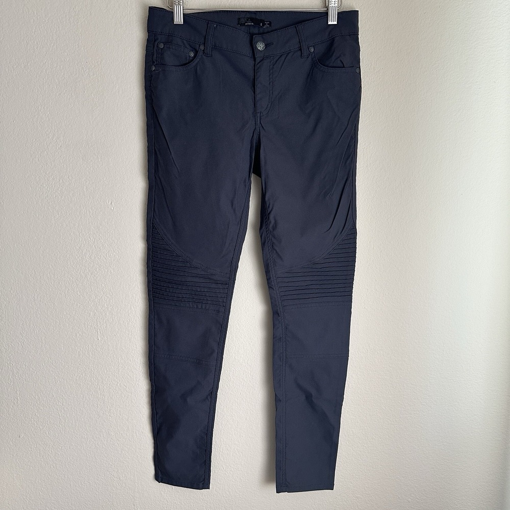 prAna Brenna Pant Womens 8 Gray Moto Skinny Slim Stretch Nylon Jegging